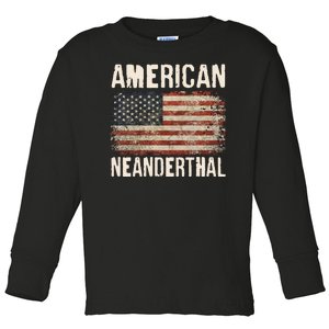 American Neanderthal Distressed US Flag Toddler Long Sleeve Shirt