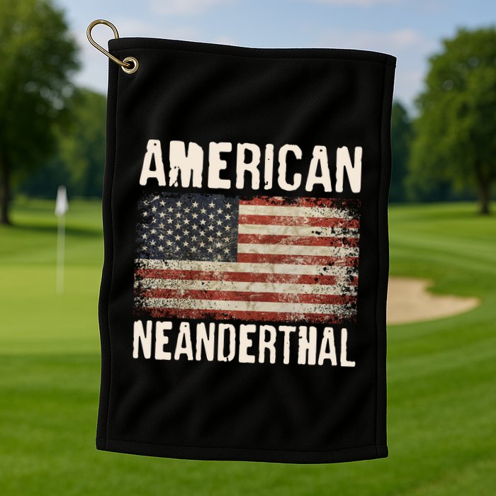 American Neanderthal Distressed US Flag Golf Towel