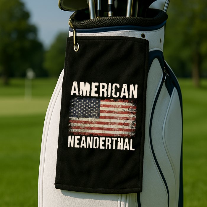 American Neanderthal Distressed US Flag Golf Towel