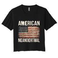 American Neanderthal Distressed US Flag Women's Crop Top Tee