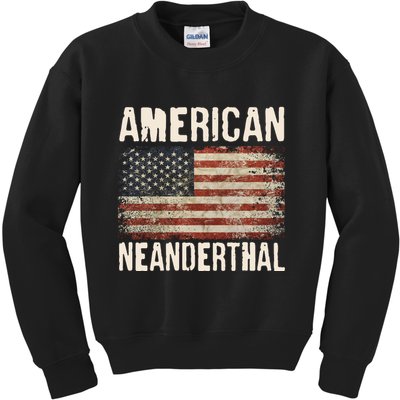 American Neanderthal Distressed US Flag Kids Sweatshirt