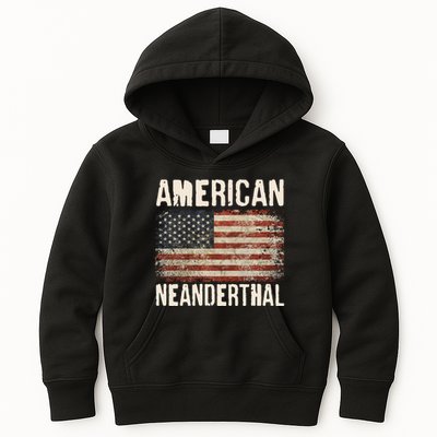 American Neanderthal Distressed US Flag Kids Hoodie