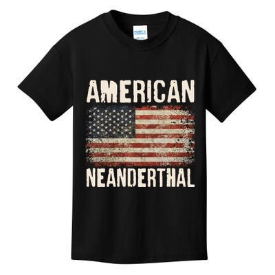 American Neanderthal Distressed US Flag Kids T-Shirt