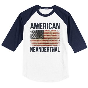 American Neanderthal Distressed US Flag Baseball Sleeve Shirt