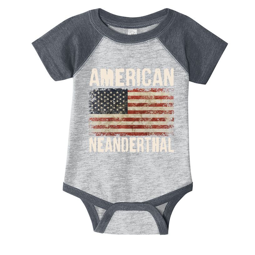 American Neanderthal Distressed US Flag Infant Baby Jersey Bodysuit
