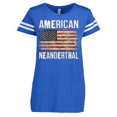 American Neanderthal Distressed US Flag Enza Ladies Jersey Football T-Shirt