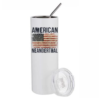 American Neanderthal Distressed US Flag Stainless Steel Tumbler