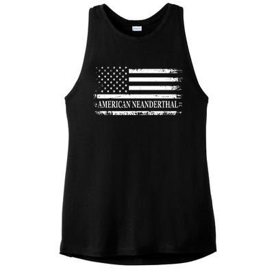 American Neanderthal USA American Flag Ladies PosiCharge Tri-Blend Wicking Tank