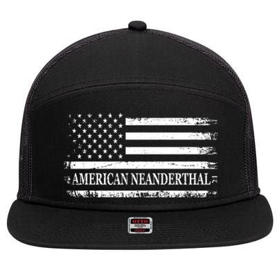 American Neanderthal USA American Flag 7 Panel Mesh Trucker Snapback Hat