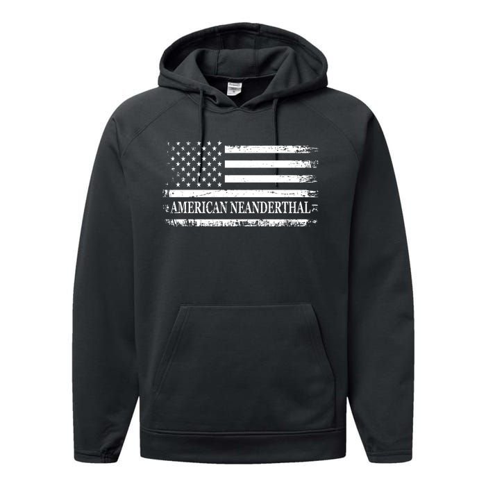 American Neanderthal USA American Flag Performance Fleece Hoodie