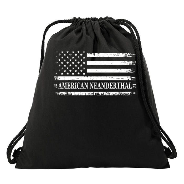 American Neanderthal USA American Flag Drawstring Bag