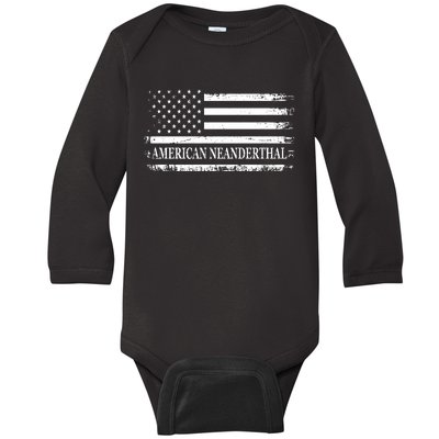 American Neanderthal USA American Flag Baby Long Sleeve Bodysuit