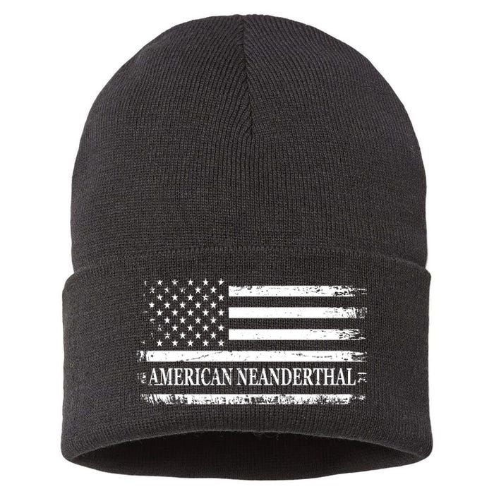 American Neanderthal USA American Flag Sustainable Knit Beanie