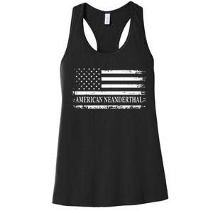 American Neanderthal USA American Flag Women's Racerback Tank