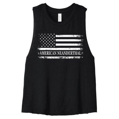 American Neanderthal USA American Flag Women's Racerback Cropped Tank