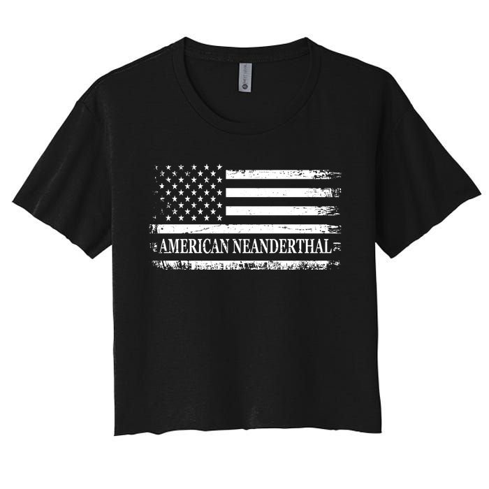 American Neanderthal USA American Flag Women's Crop Top Tee