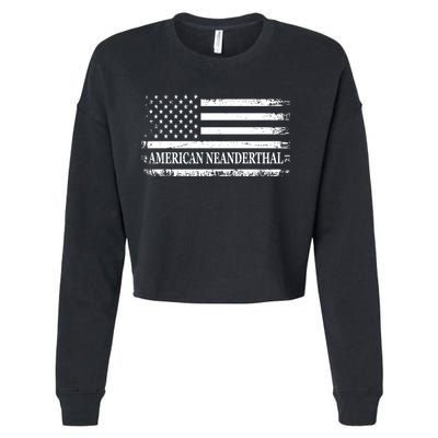 American Neanderthal USA American Flag Cropped Pullover Crew