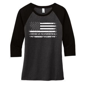 American Neanderthal USA American Flag Women's Tri-Blend 3/4-Sleeve Raglan Shirt