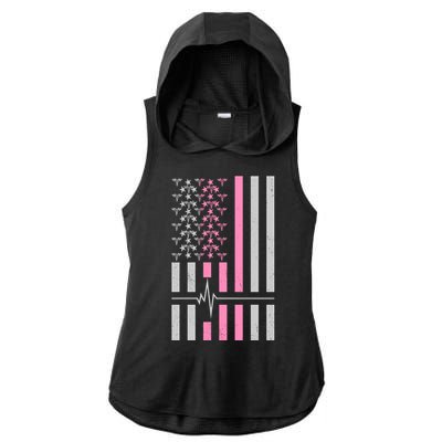 American Nurse USA Flag Ladies PosiCharge Tri-Blend Wicking Draft Hoodie Tank