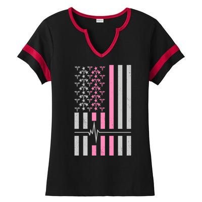 American Nurse USA Flag Ladies Halftime Notch Neck Tee