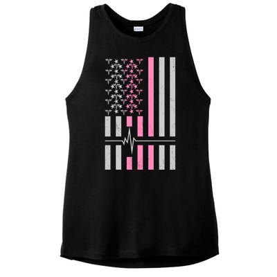 American Nurse USA Flag Ladies PosiCharge Tri-Blend Wicking Tank