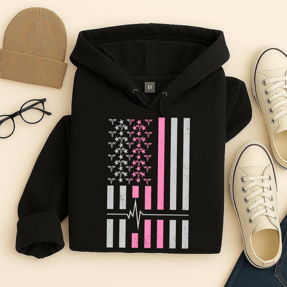 American Nurse USA Flag Hoodie