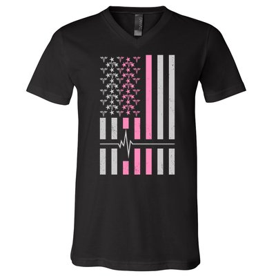 American Nurse USA Flag V-Neck T-Shirt