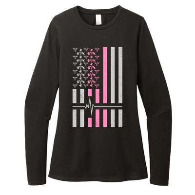 American Nurse USA Flag Womens CVC Long Sleeve Shirt