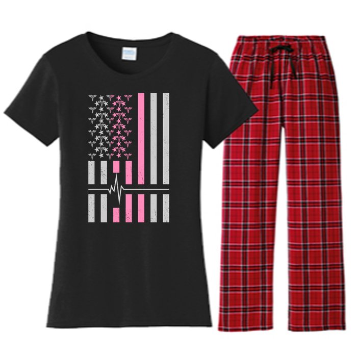 American Nurse USA Flag Women's Flannel Pajama Set