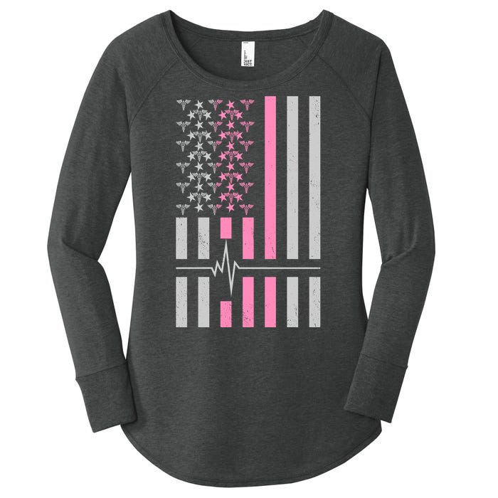 American Nurse USA Flag Women's Perfect Tri Tunic Long Sleeve Shirt