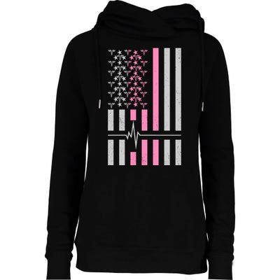 American Nurse USA Flag Womens Funnel Neck Pullover Hood