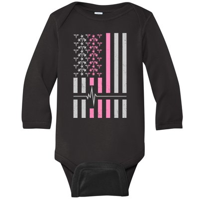 American Nurse USA Flag Baby Long Sleeve Bodysuit