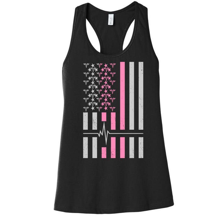 American Nurse USA Flag Women's Racerback Tank