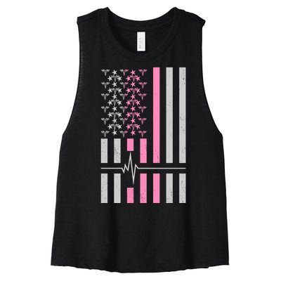 American Nurse USA Flag Women's Racerback Cropped Tank