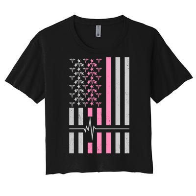 American Nurse USA Flag Women's Crop Top Tee