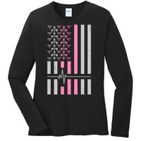 American Nurse USA Flag Ladies Long Sleeve Shirt