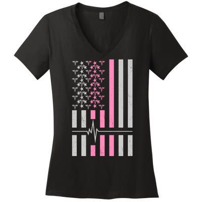 American Nurse USA Flag Women's V-Neck T-Shirt