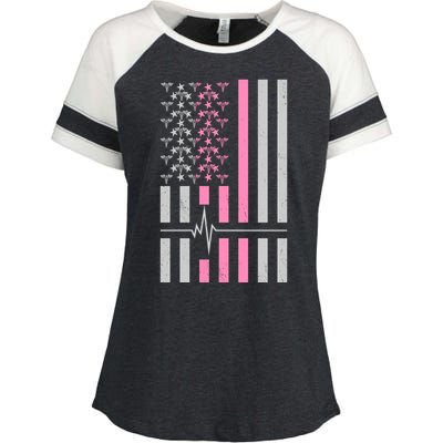 American Nurse USA Flag Enza Ladies Jersey Colorblock Tee