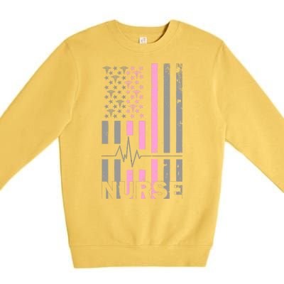 American Nurse Vintage USA Flag Premium Crewneck Sweatshirt