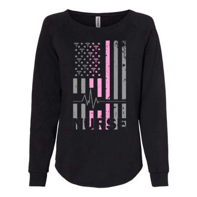 American Nurse Vintage USA Flag Womens California Wash Sweatshirt