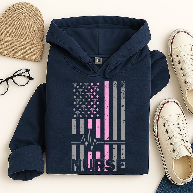 American Nurse Vintage USA Flag Hoodie