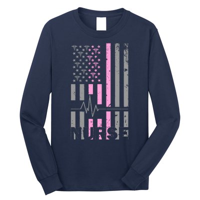 American Nurse Vintage USA Flag Long Sleeve Shirt