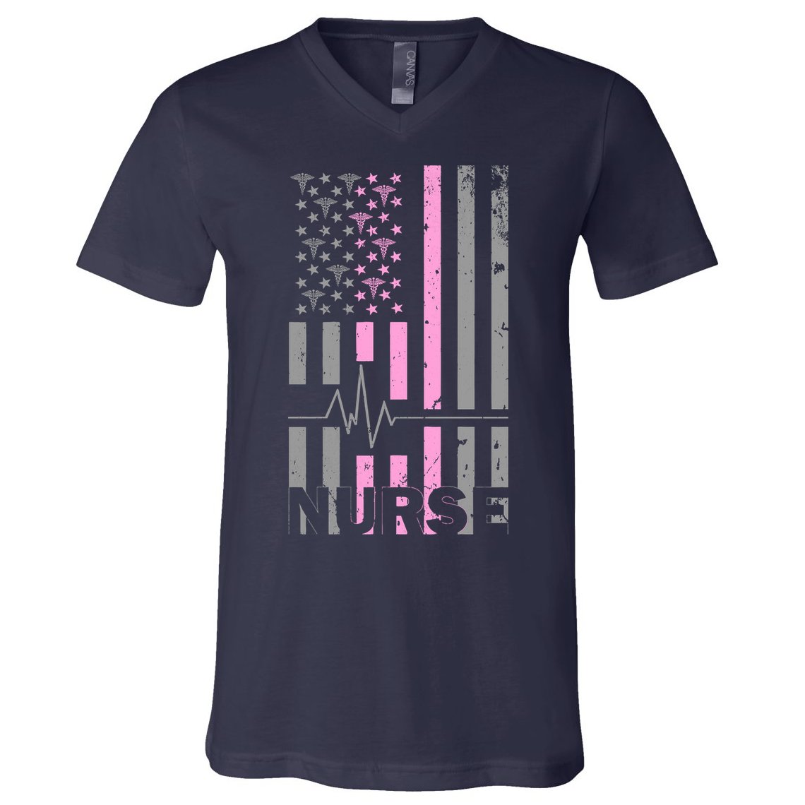 American Nurse Vintage USA Flag V-Neck T-Shirt