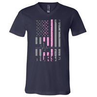 American Nurse Vintage USA Flag V-Neck T-Shirt