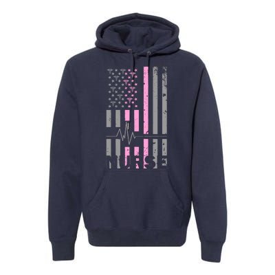 American Nurse Vintage USA Flag Premium Hoodie