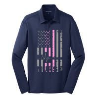 American Nurse Vintage USA Flag Silk Touch Performance Long Sleeve Polo