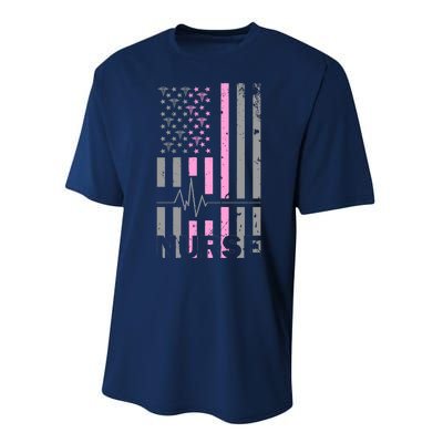 American Nurse Vintage USA Flag Performance Sprint T-Shirt