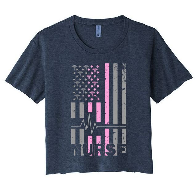 American Nurse Vintage USA Flag Crop Top