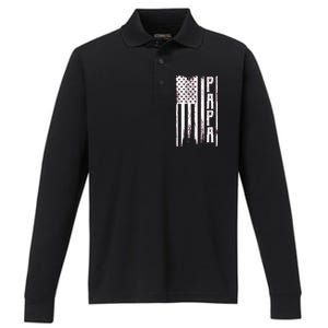 American Papa Flag Performance Long Sleeve Polo