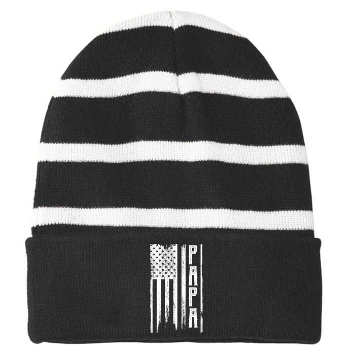 American Papa Flag Striped Beanie with Solid Band